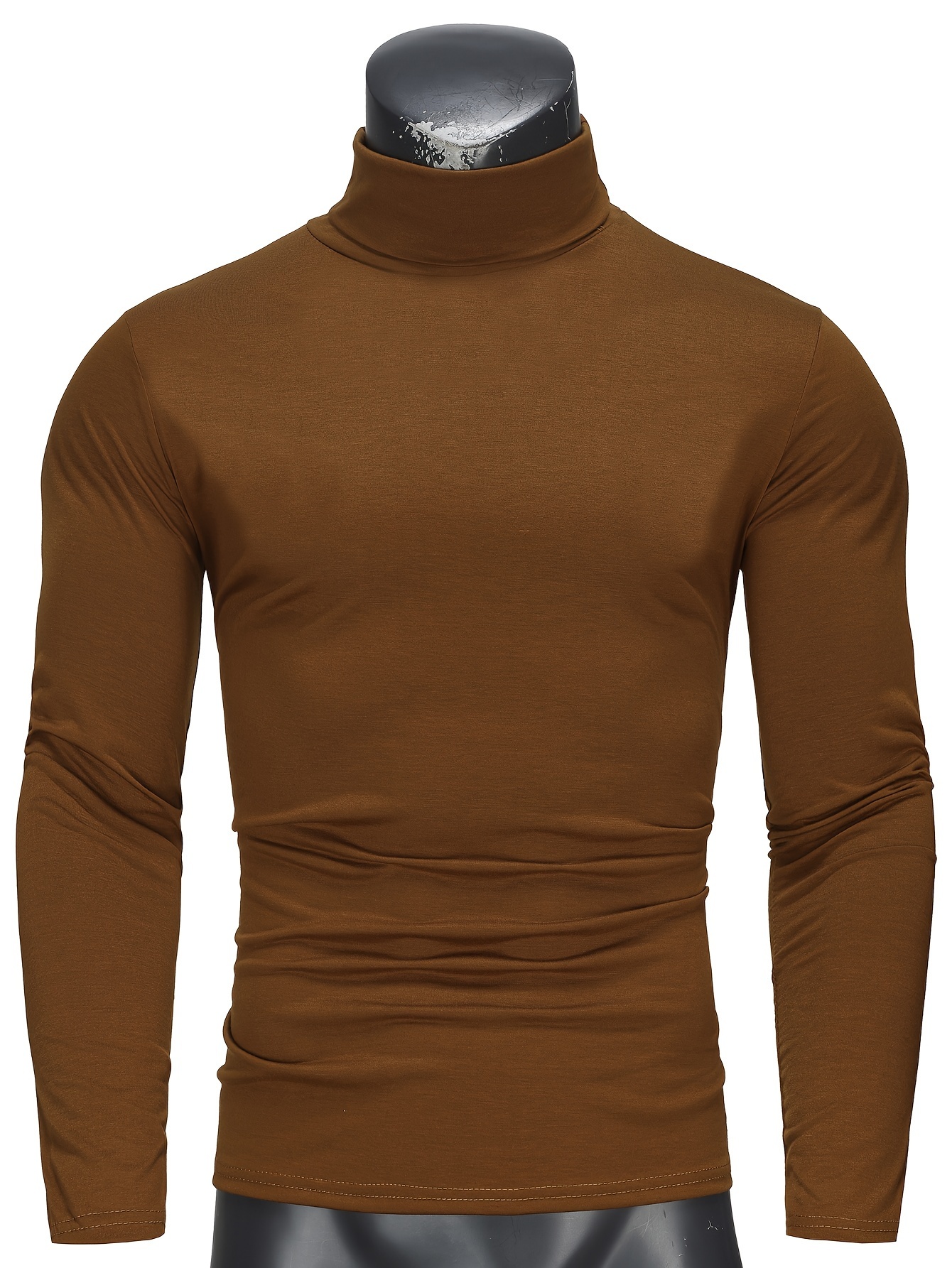 stylish multicolor bottoming shirt mens turtleneck long sleeved t shirt details 0