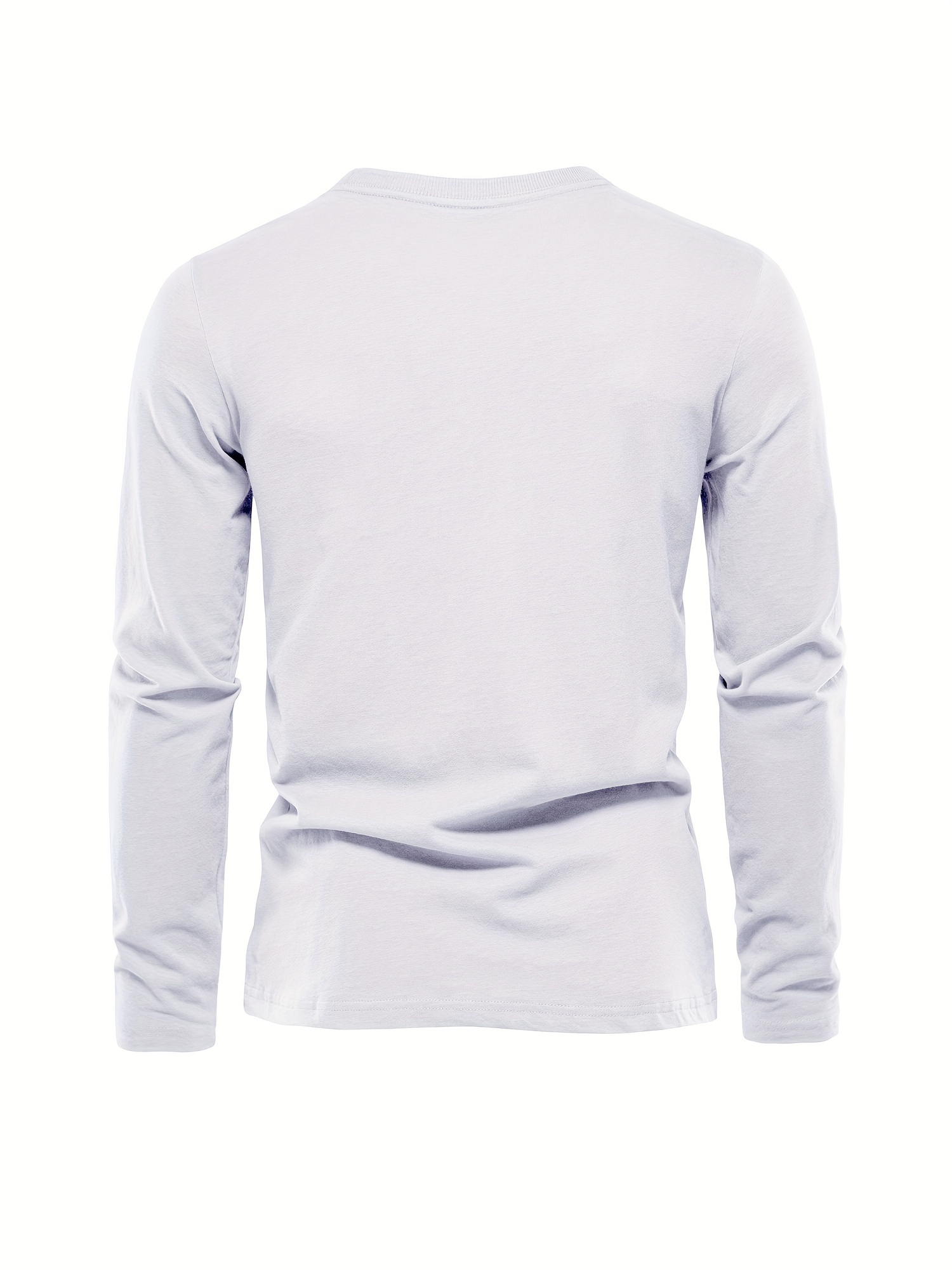 casual comfy mens solid crew neck long sleeve cotton t shirt spring fall outdoor indoor details 1