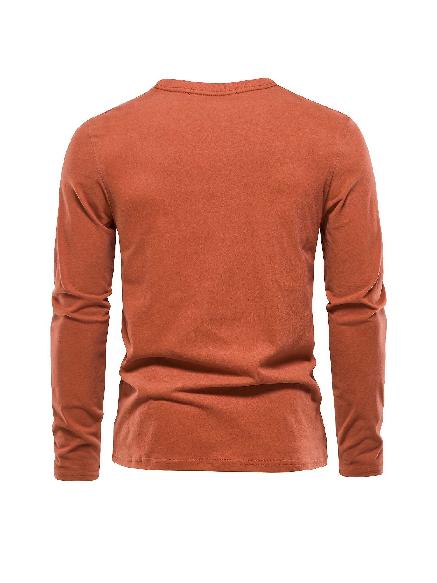 casual comfy mens solid crew neck long sleeve cotton t shirt spring fall outdoor indoor details 6