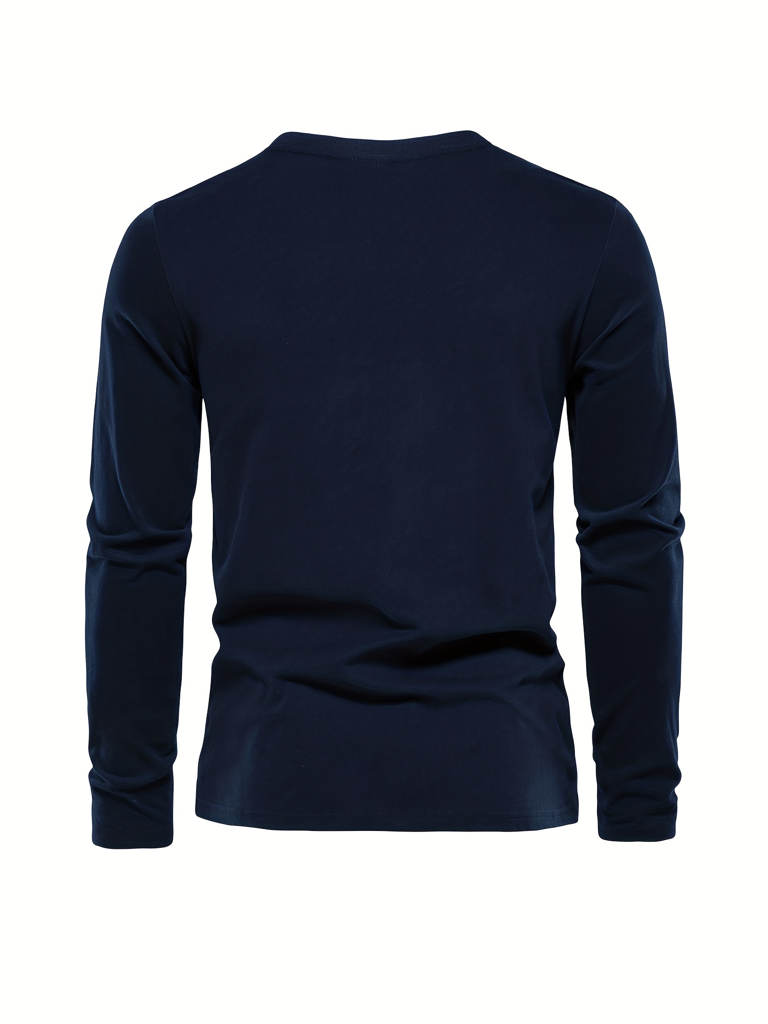 casual comfy mens solid crew neck long sleeve cotton t shirt spring fall outdoor indoor details 11