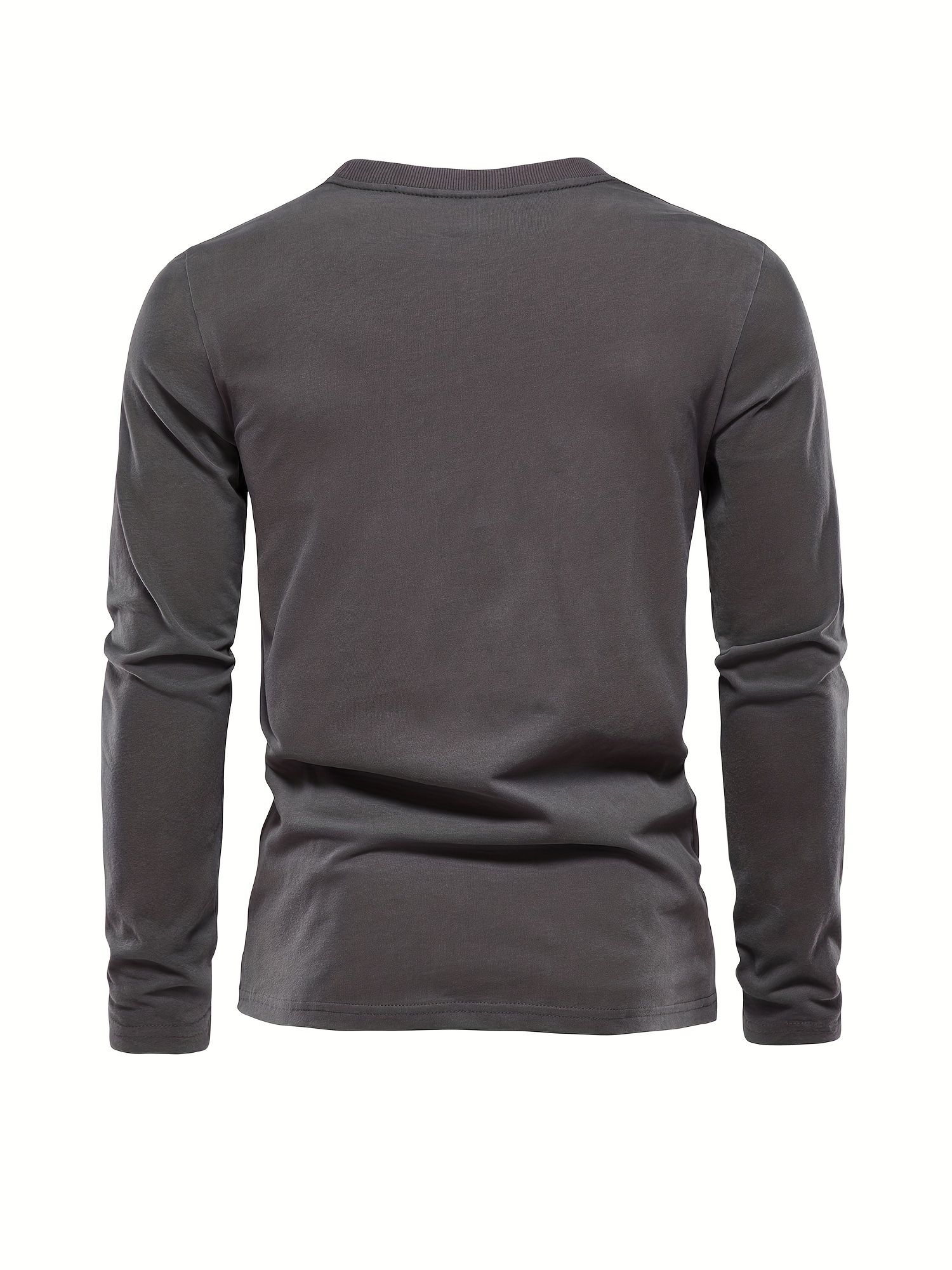 casual comfy mens solid crew neck long sleeve cotton t shirt spring fall outdoor indoor details 21