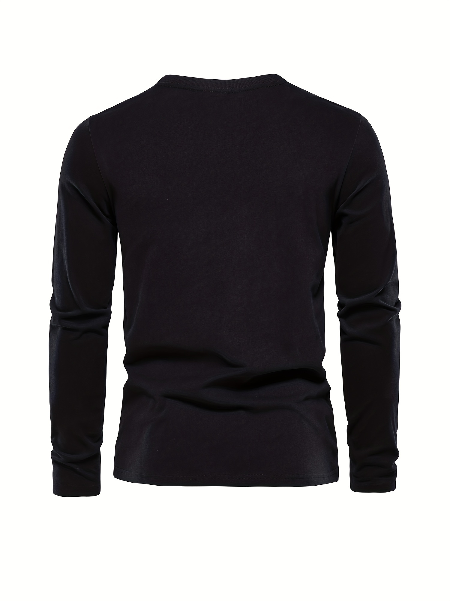 casual comfy mens solid crew neck long sleeve cotton t shirt spring fall outdoor indoor details 26