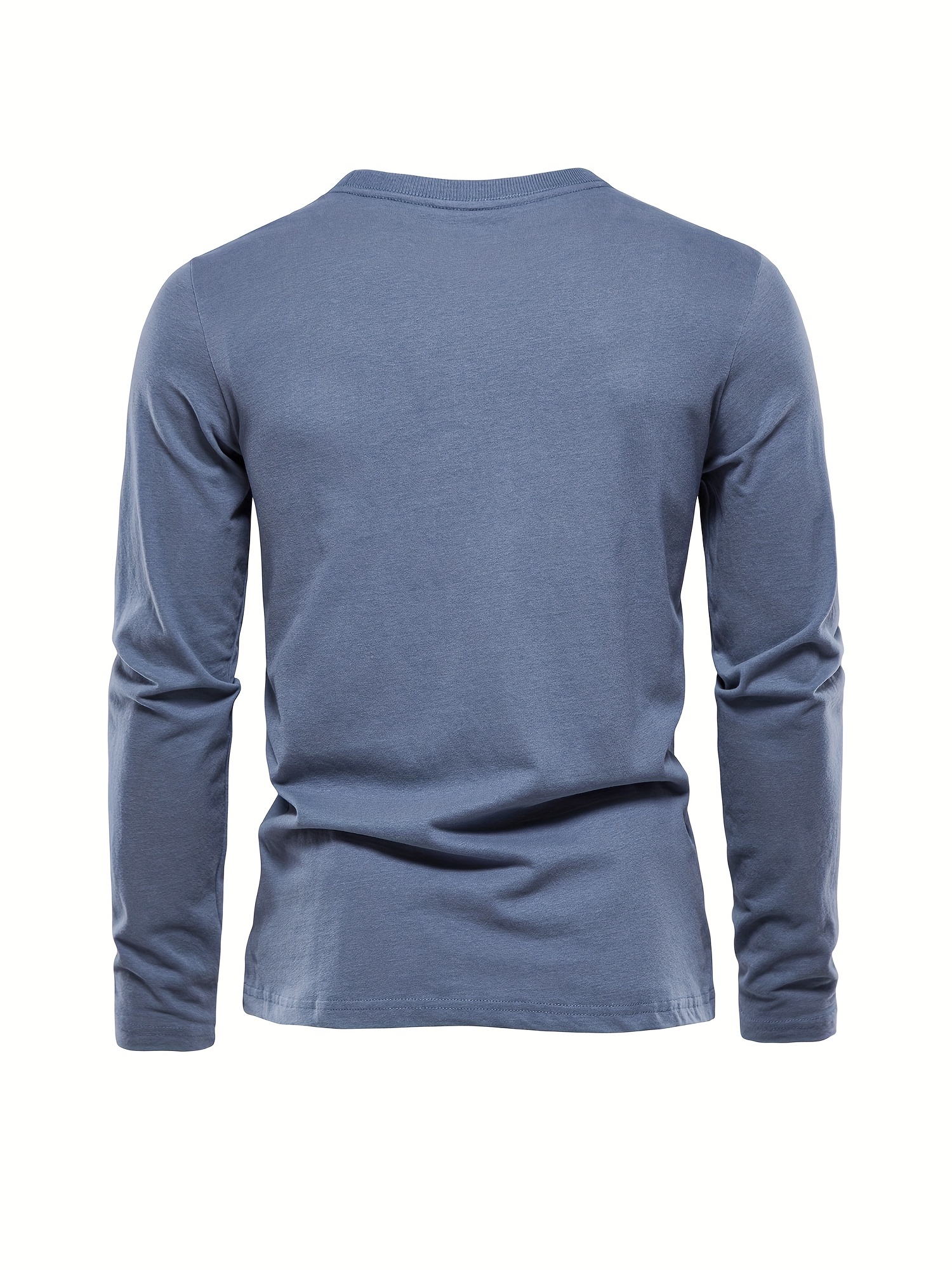 casual comfy mens solid crew neck long sleeve cotton t shirt spring fall outdoor indoor details 30