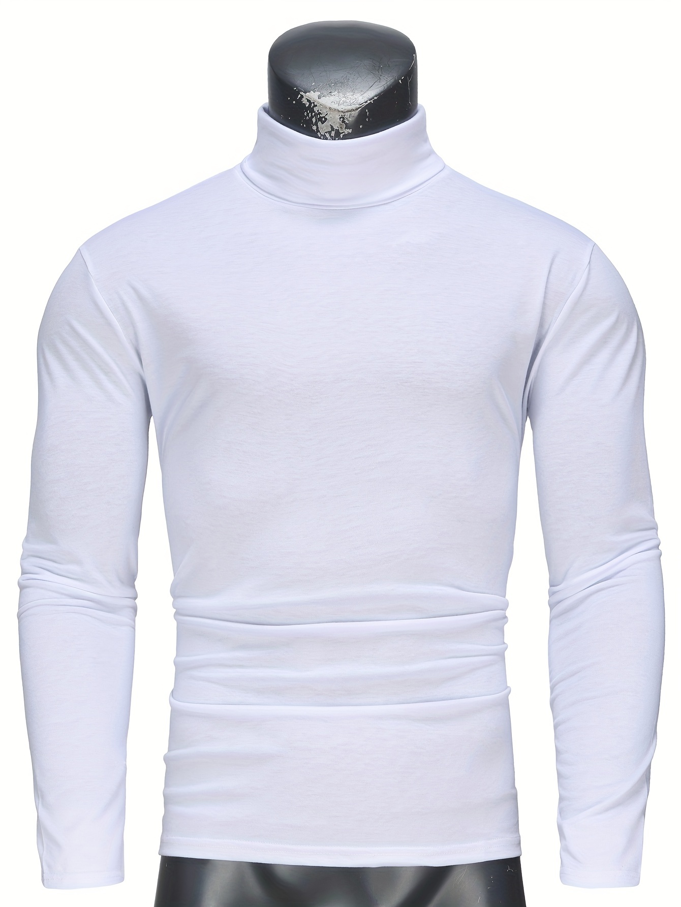 one size smaller close fitting and thin mens casual long sleeve turtleneck base layer shirt best sellers details 0