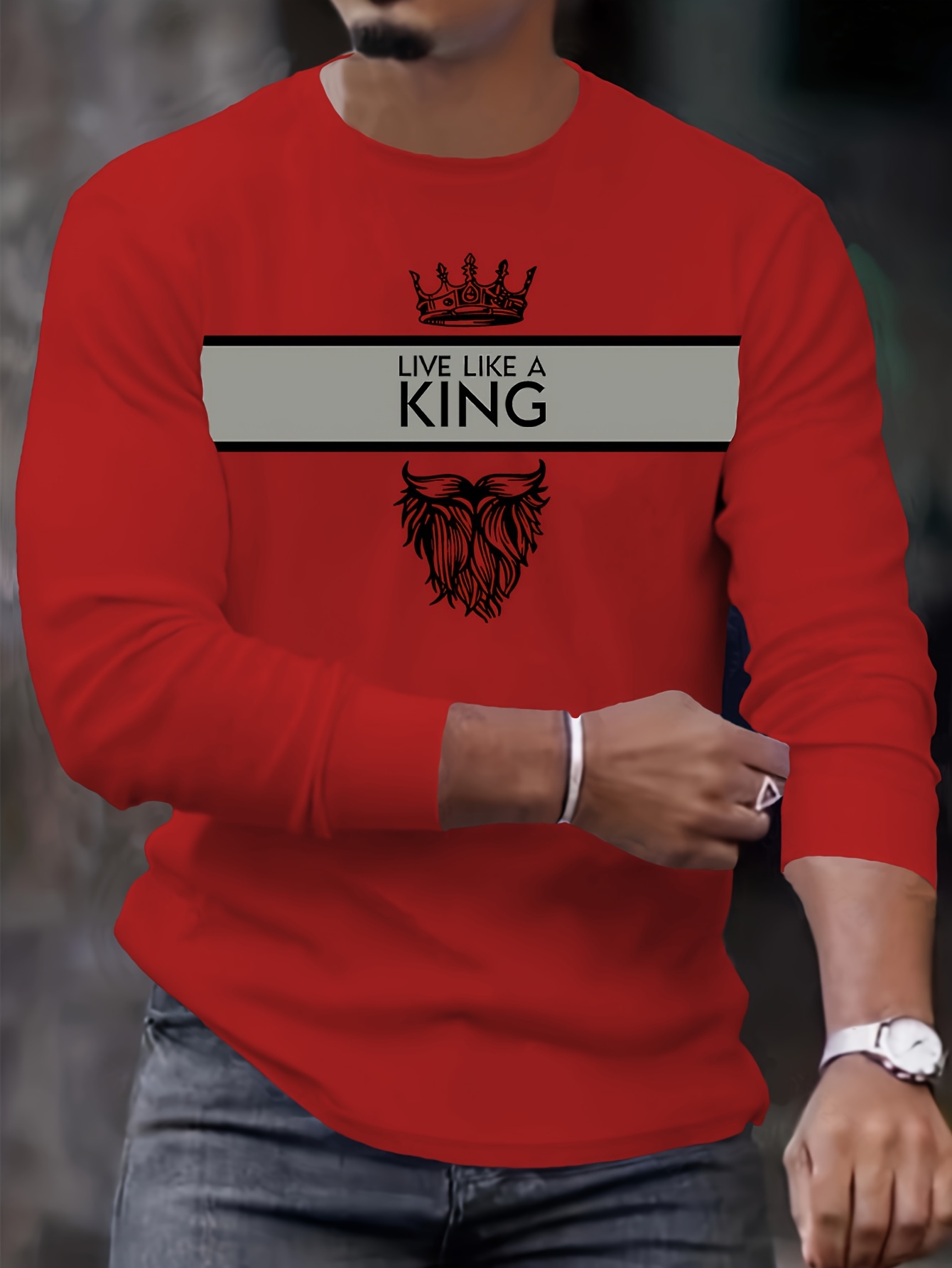 king print mens graphic design crew neck long sleeve active t shirt tee casual comfy shirts for spring summer autumn mens clothing tops details 0