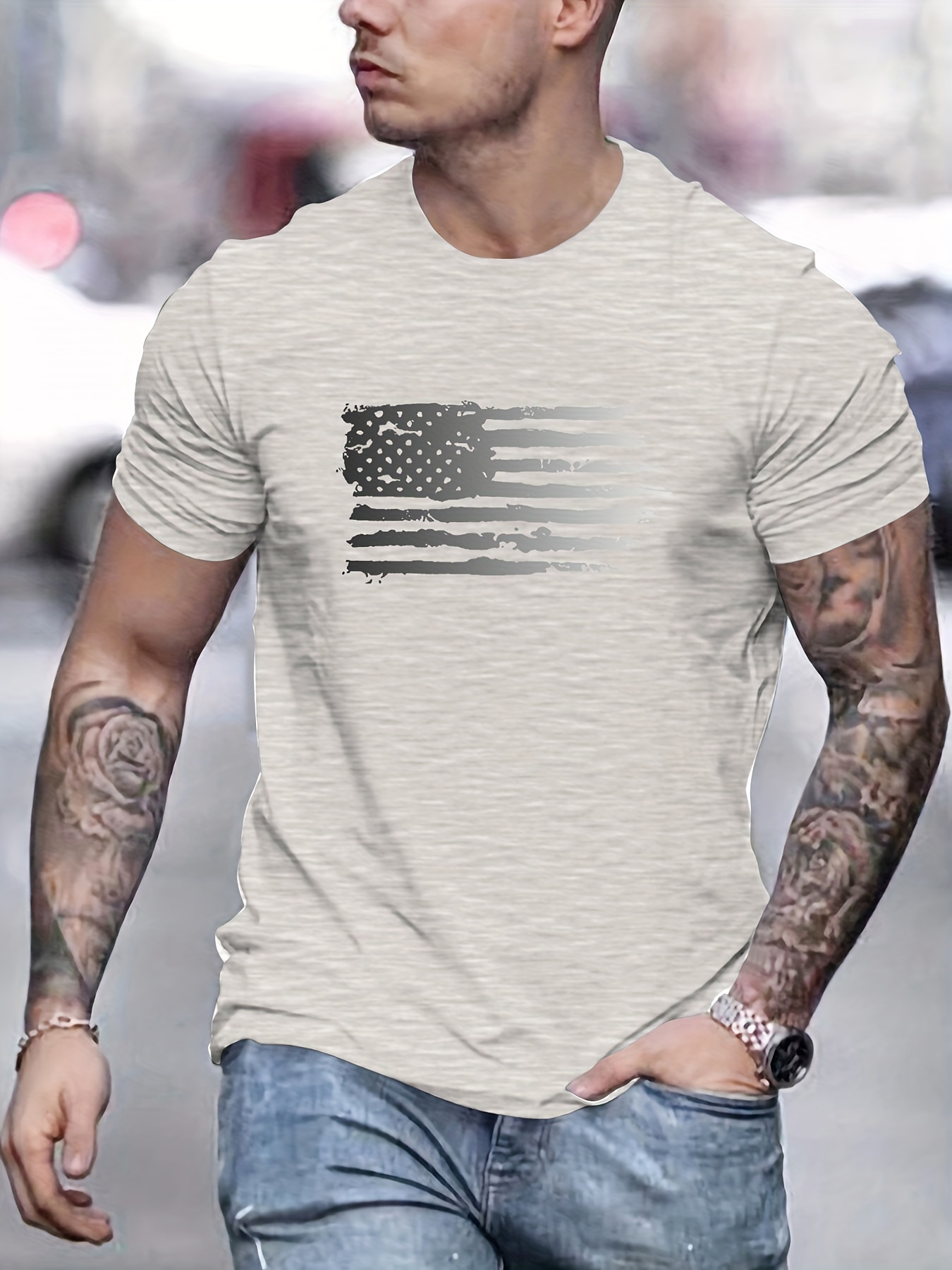 trendy american flag pattern print mens comfy t shirt graphic tee mens summer outdoor clothes mens clothing tops for men gift for men details 6