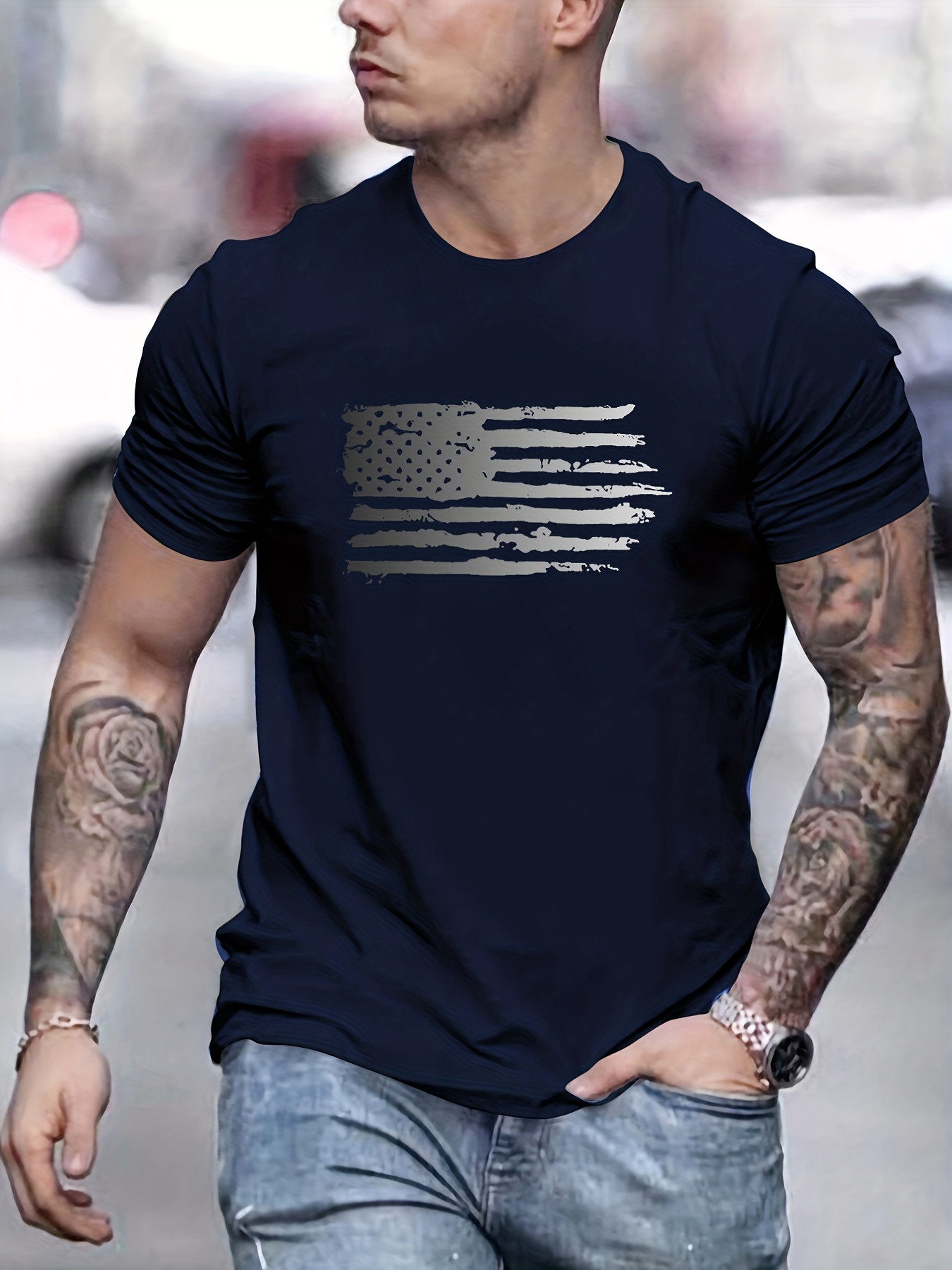 trendy american flag pattern print mens comfy t shirt graphic tee mens summer outdoor clothes mens clothing tops for men gift for men details 12