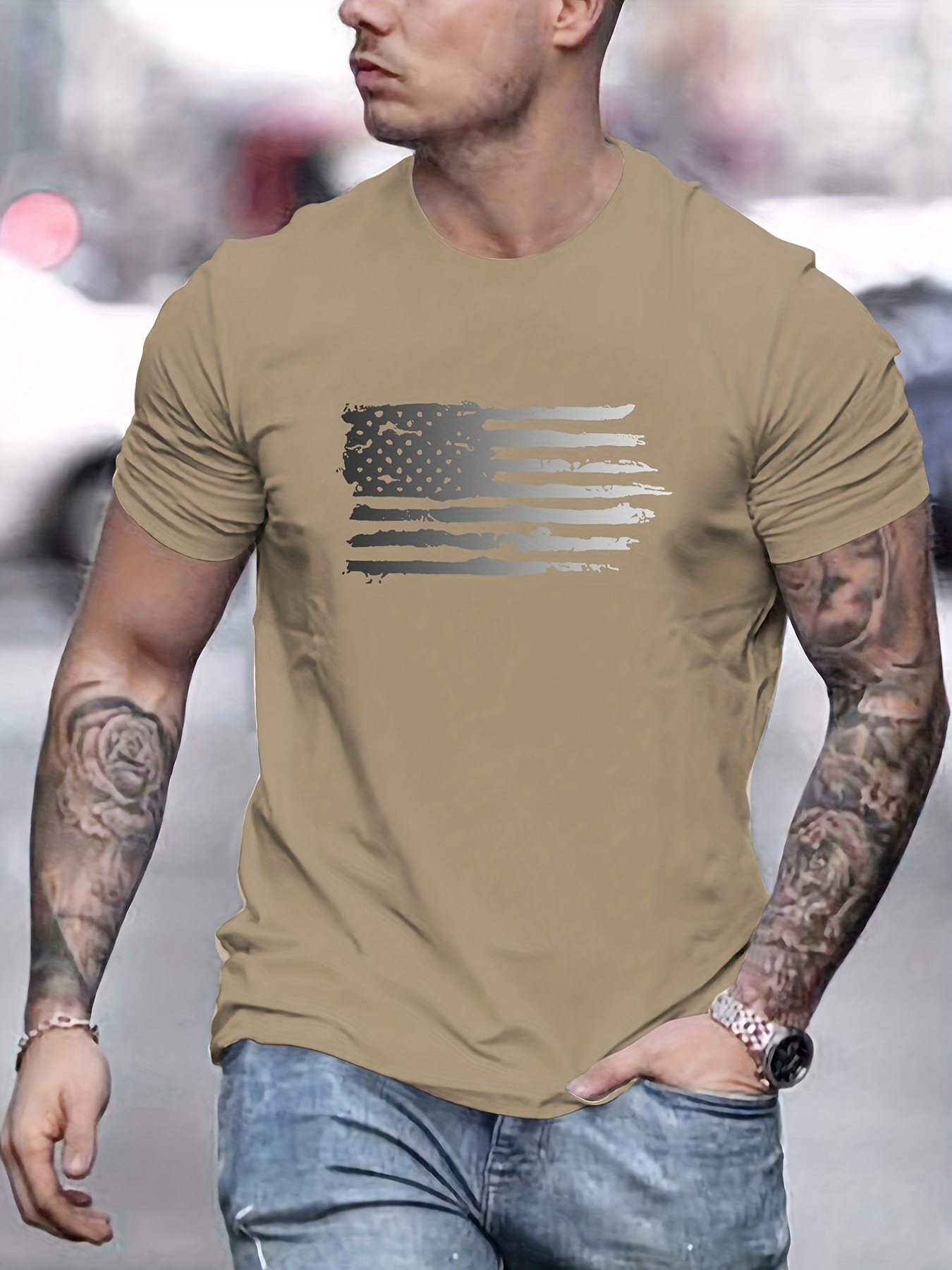 trendy american flag pattern print mens comfy t shirt graphic tee mens summer outdoor clothes mens clothing tops for men gift for men details 18