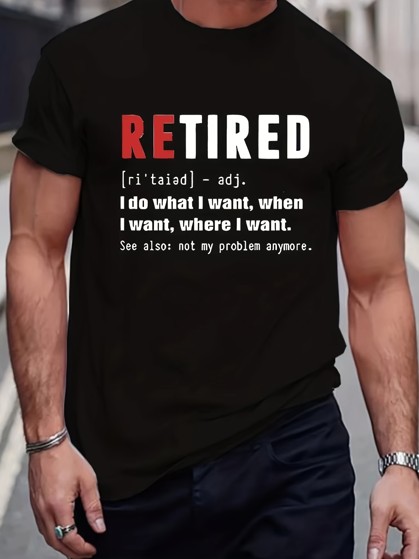 funny retired definition print t shirt tees for men casual short sleeve tshirt for summer spring fall tops as gifts details 5