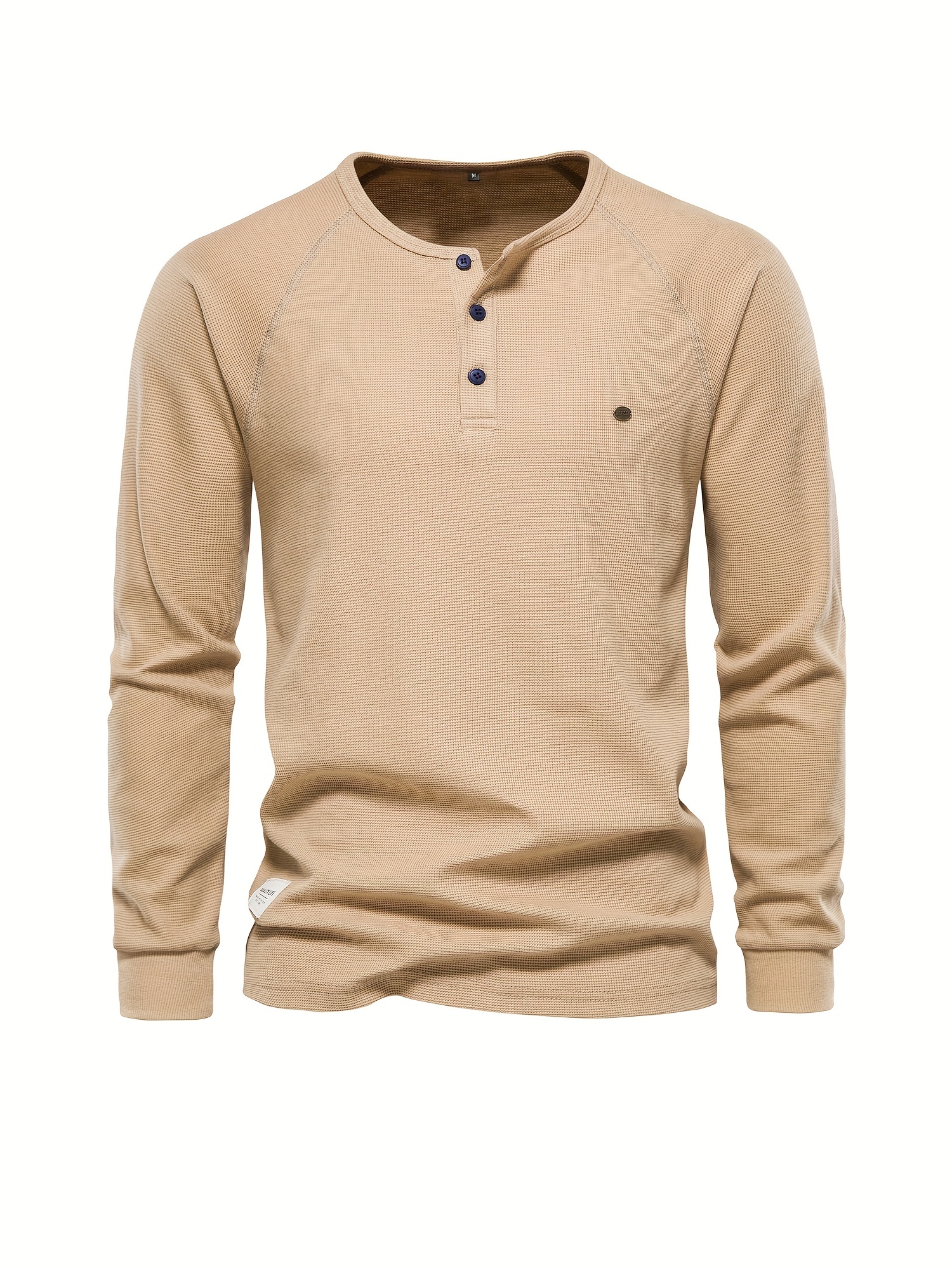 waffle henley t shirt mens basic breathable long sleeve henley t shirts details 30