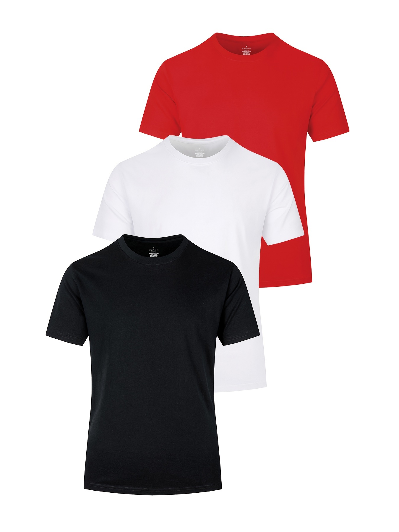 3pcs multi color mens solid cotton casual short sleeve t shirts set basic crew neck tees for summer details 24