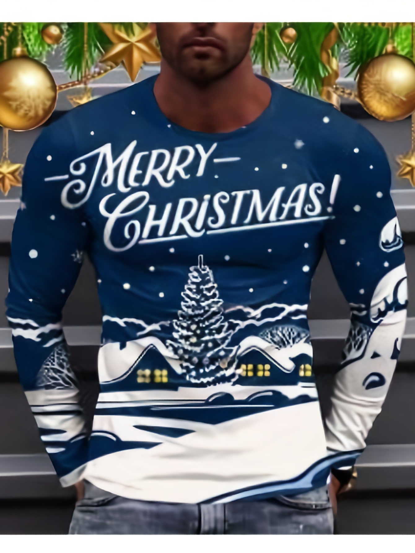 christmas series mens graphic design crew neck long sleeve active t shirt tee casual comfy shirts for spring summer autumn mens clothing tops details 0