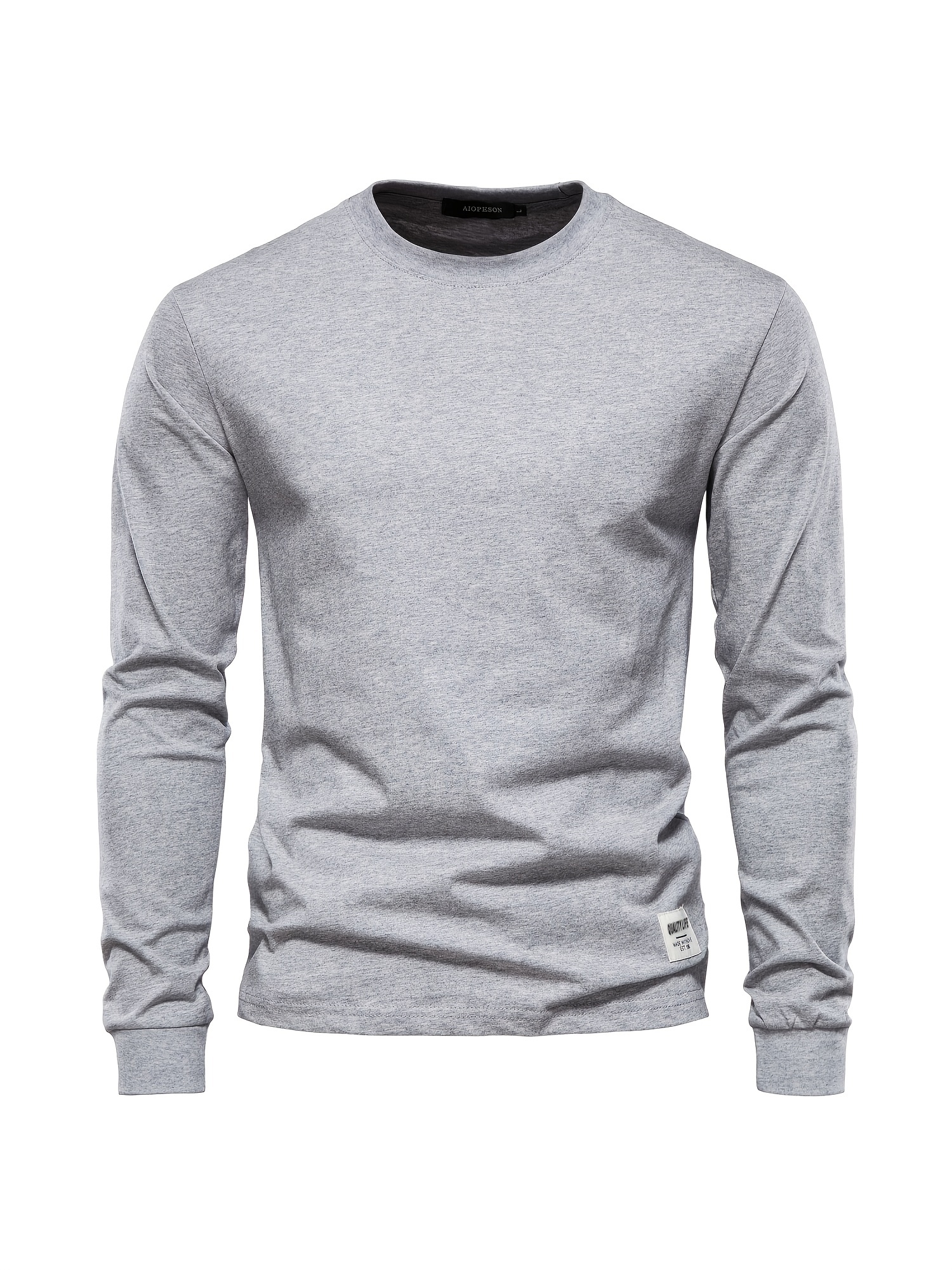 mens basic solid cotton o neck long sleeve t shirt details 42