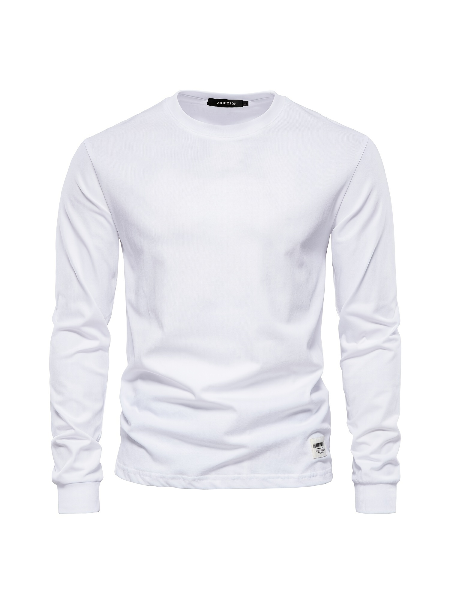 mens basic solid cotton o neck long sleeve t shirt details 60