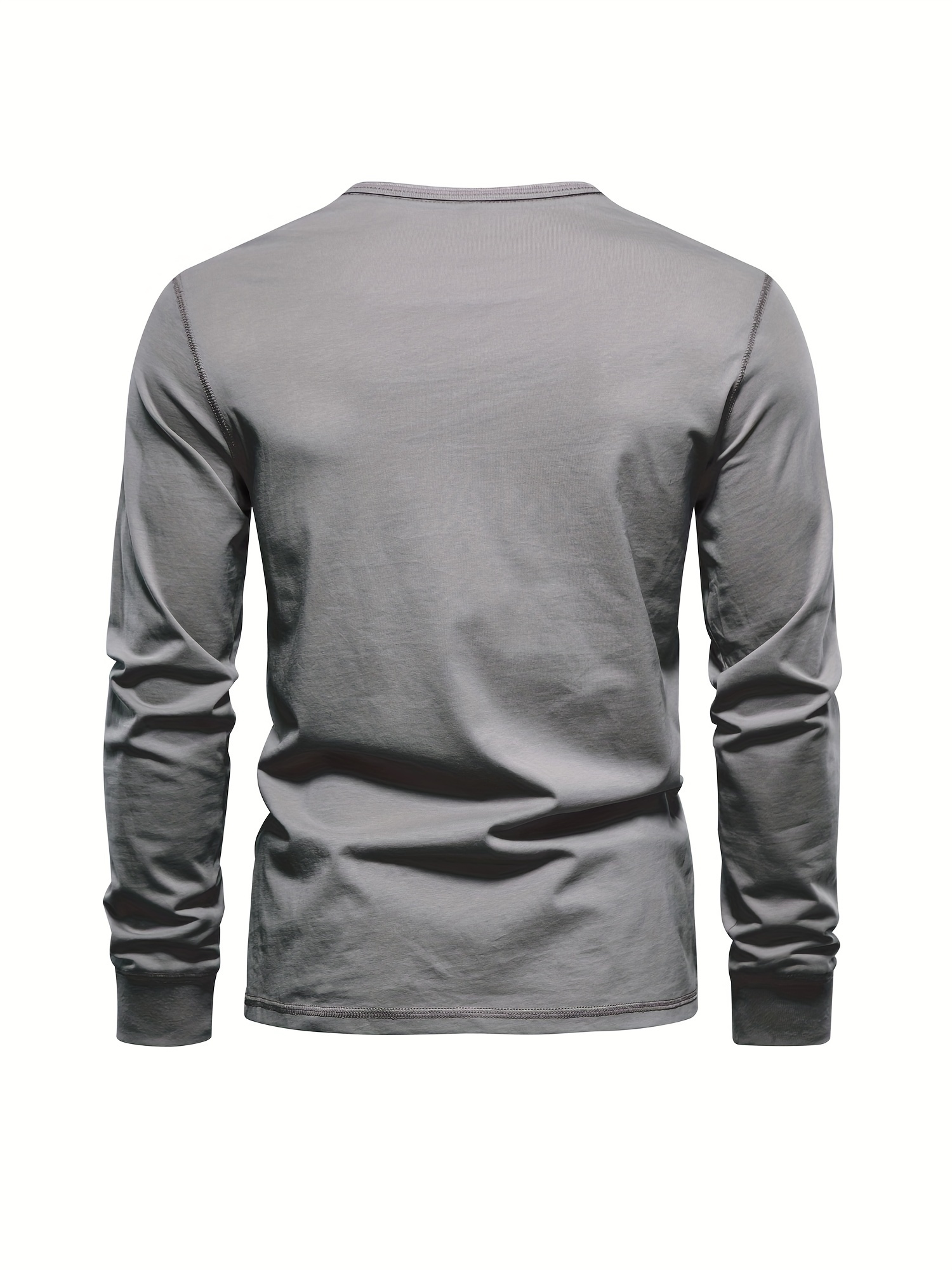 mens henley collar long sleeve cotton t shirt details 1