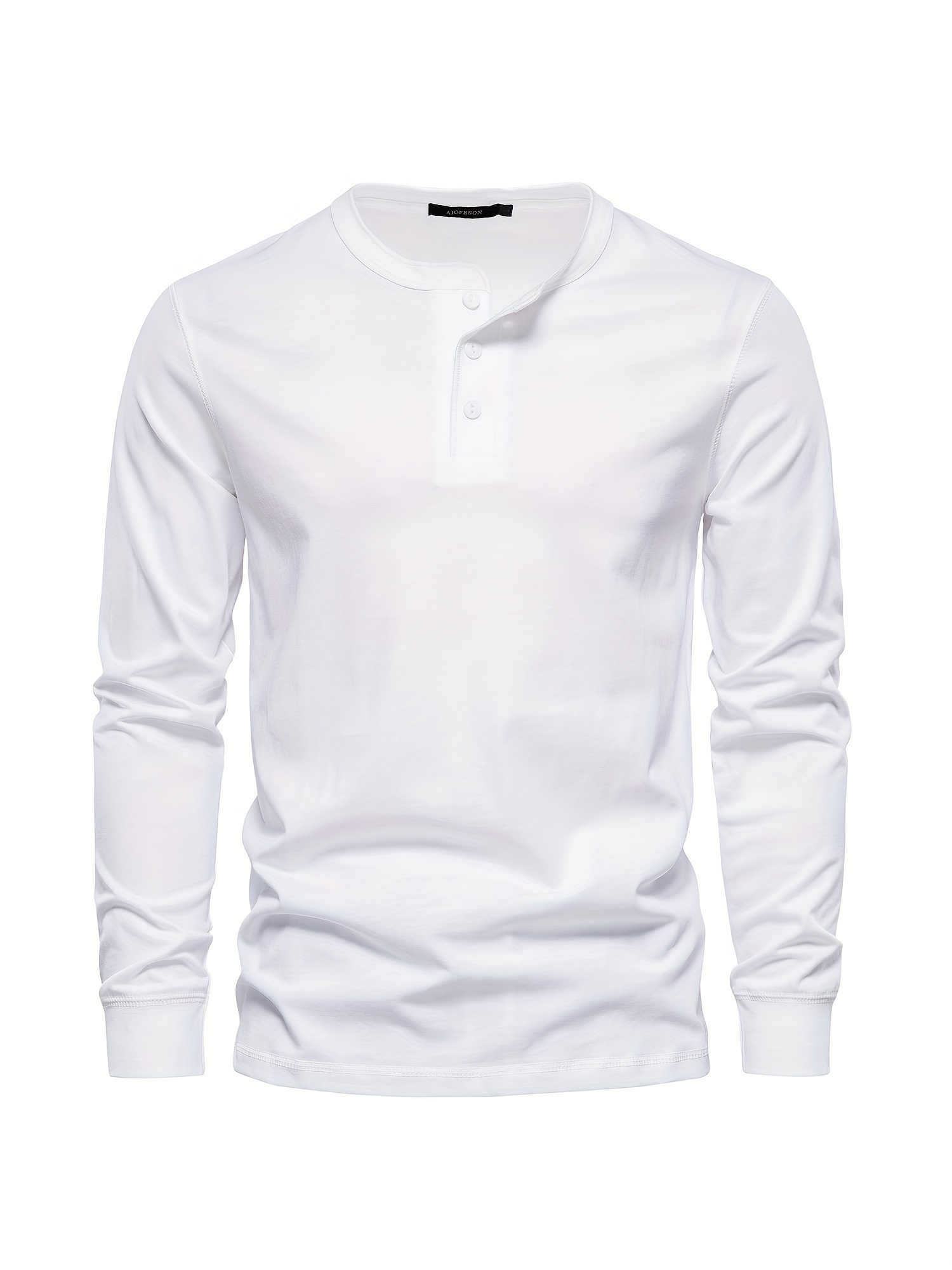 mens henley collar long sleeve cotton t shirt details 11