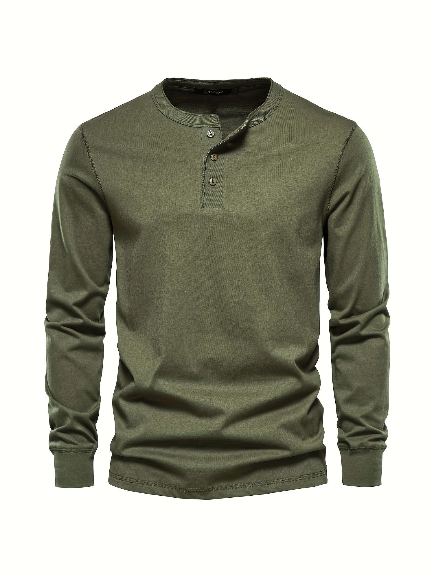 mens henley collar long sleeve cotton t shirt details 17