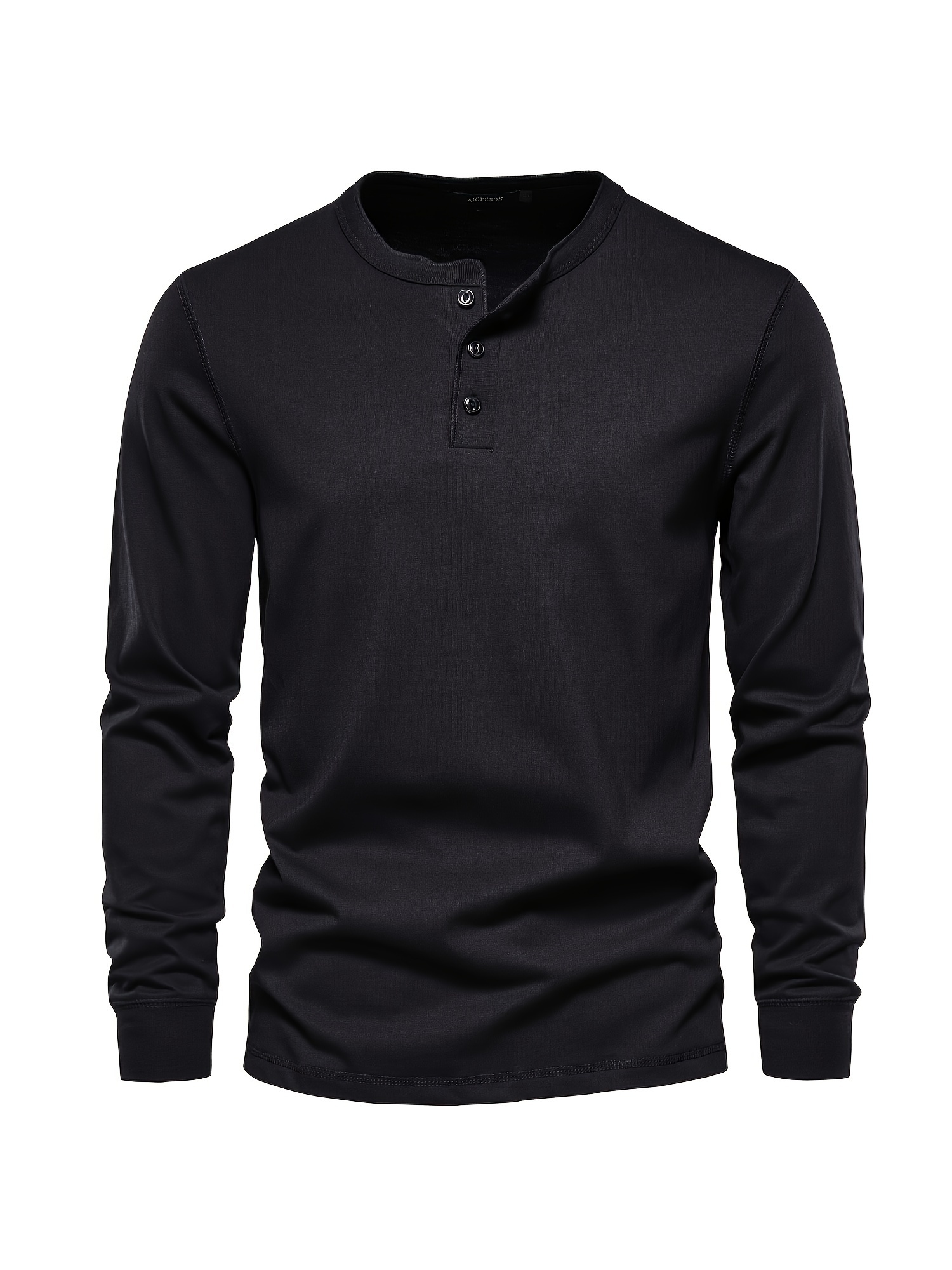 mens henley collar long sleeve cotton t shirt details 23