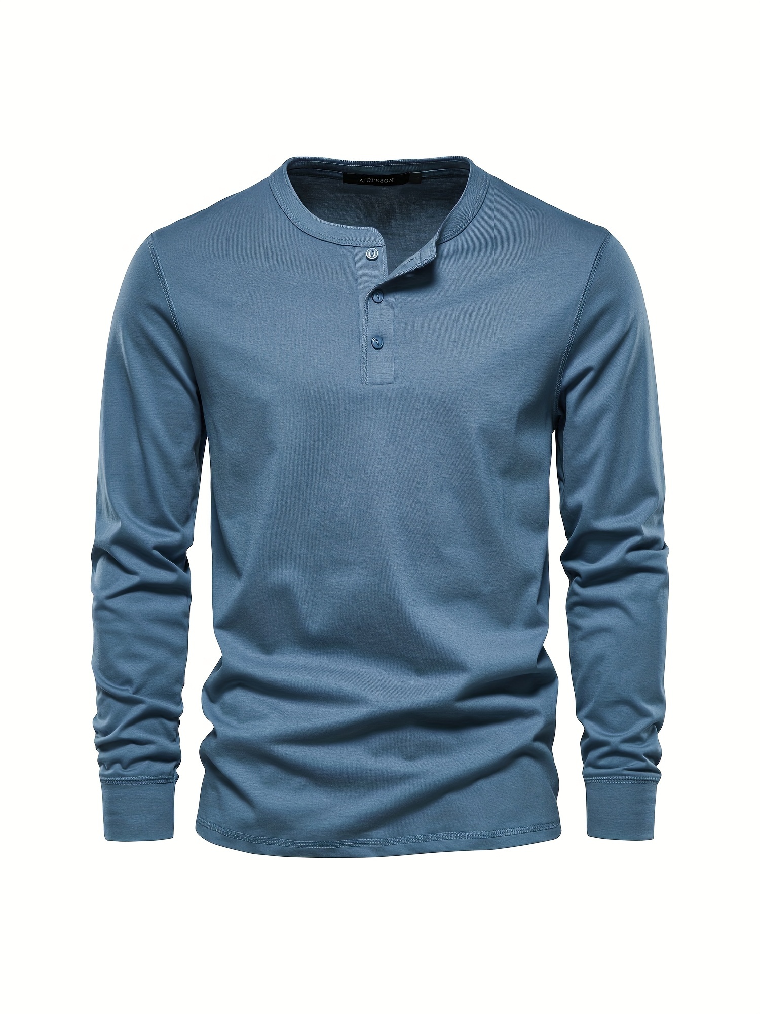 mens henley collar long sleeve cotton t shirt details 33