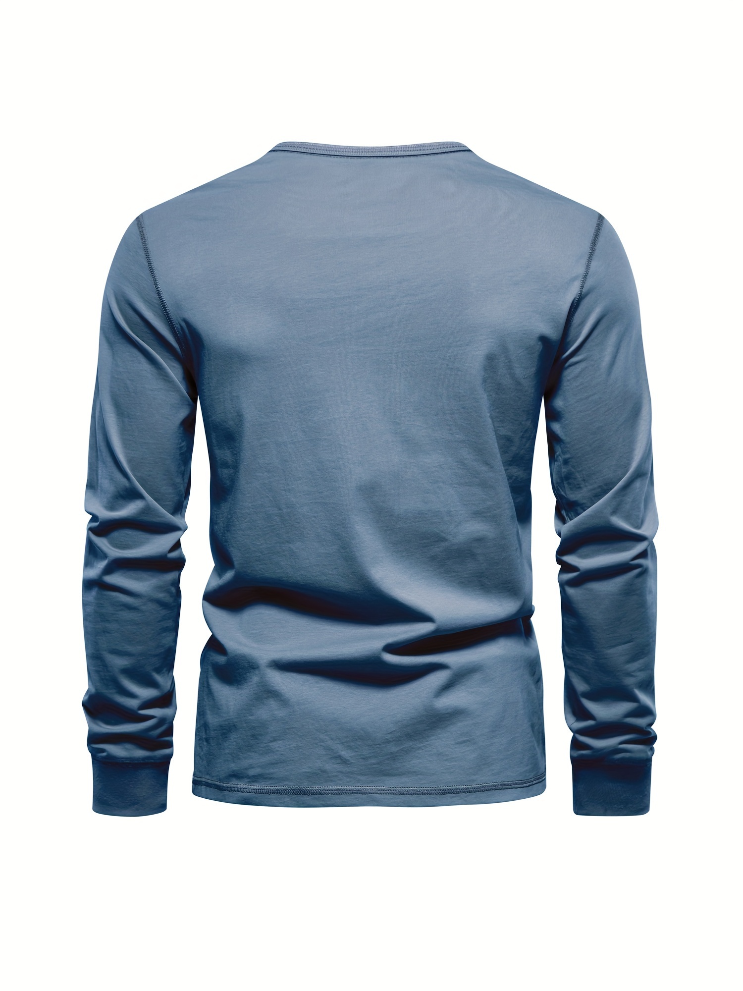 mens henley collar long sleeve cotton t shirt details 36