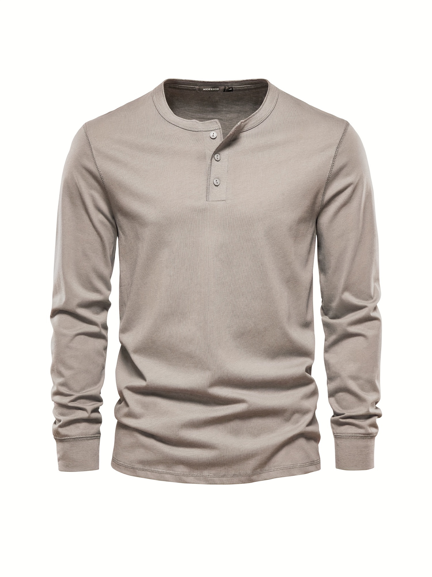 mens henley collar long sleeve cotton t shirt details 40