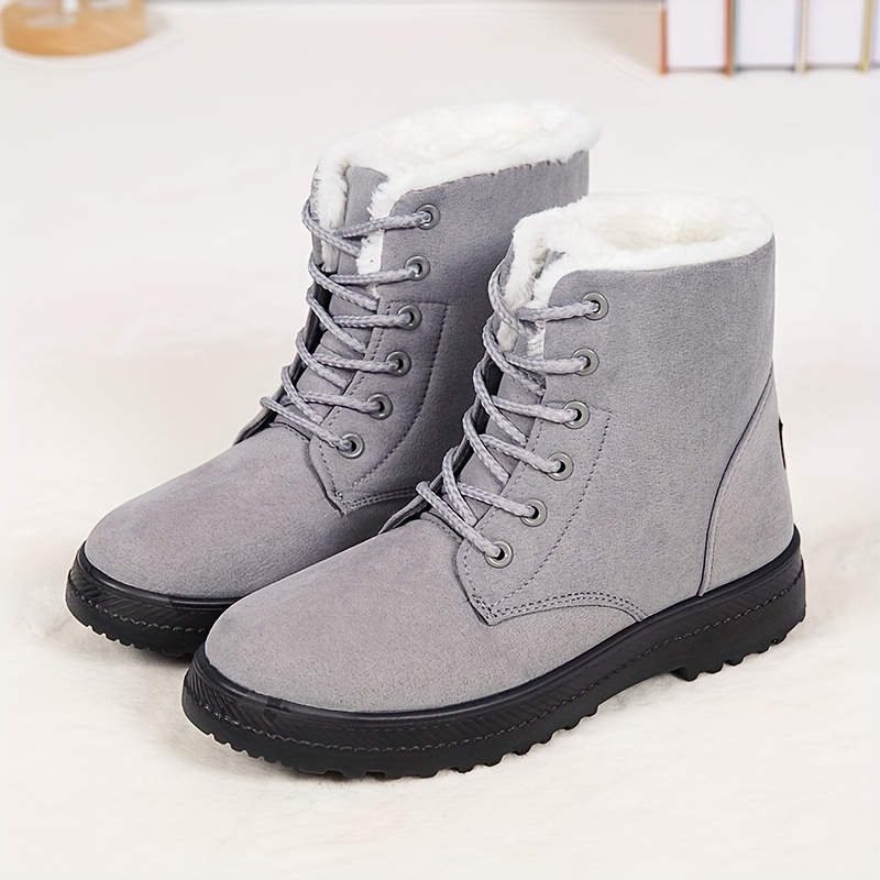 womens round toe lace up boots warm faux fur lined ankle boots womens footwear details 3