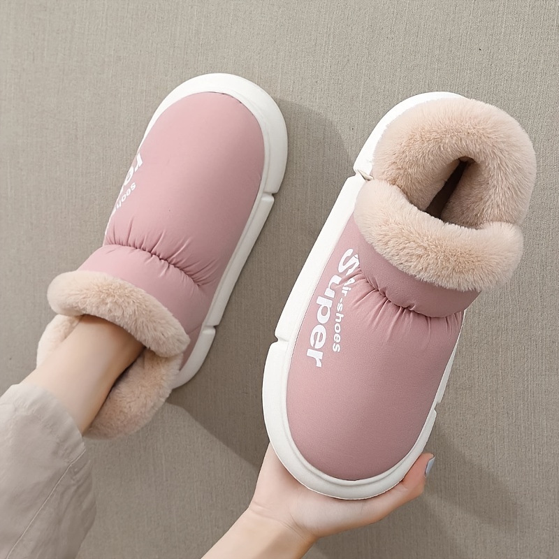 womens solid color velvet boots slip on fuzzy warm non slip soft sole platform boots winter snow plush cozy shoes details 0