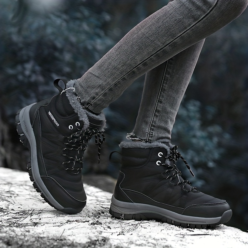 womens platform snow boots casual lace up plush lined boots womens comfortable ankle boots details 11