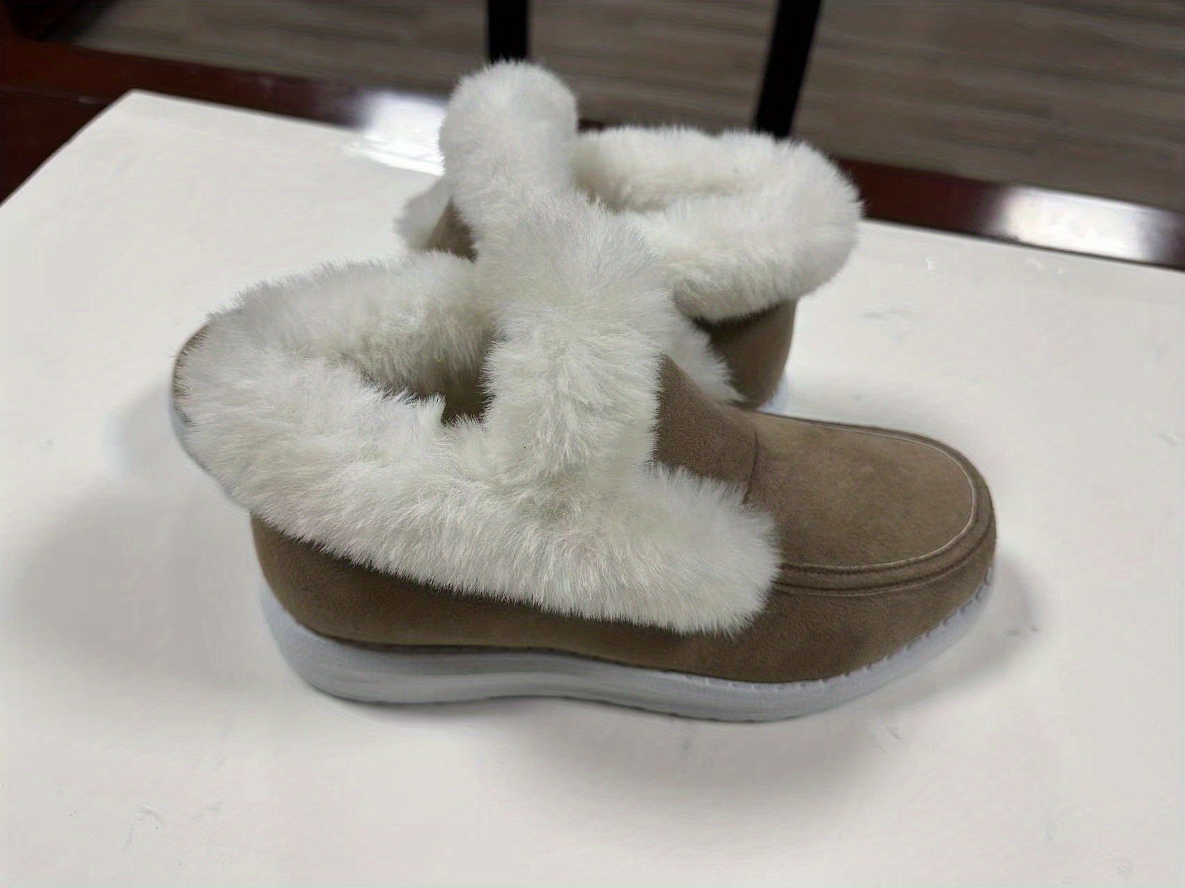 womens winter snow boots fuzzy slip on platform short boots womens plush lined ankle boots details 5