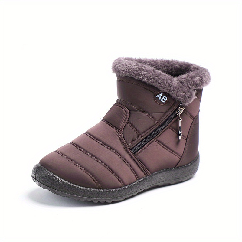 womens fashion solid color snow boots casual plush lined side zipper waterproof platform shoes winter warm boots details 4