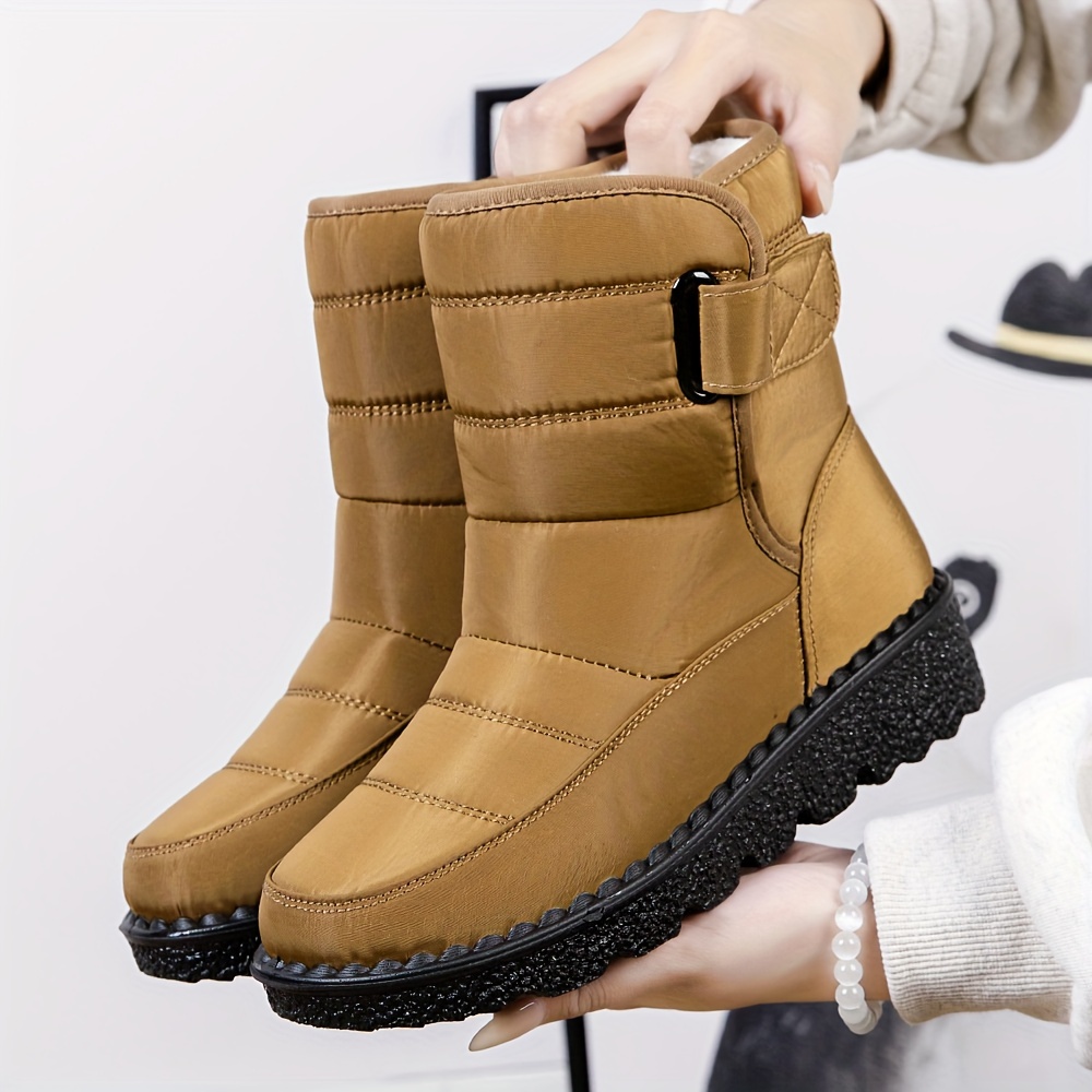 womens plush lined snow boots thermal waterproof hook loop ankle boots winter warm outdoor shoes details 6