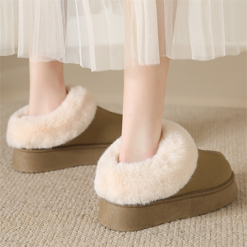 womens fluffy furry snow boots thermal plush lined platform slippers winter cozy warm ankle boots details 1