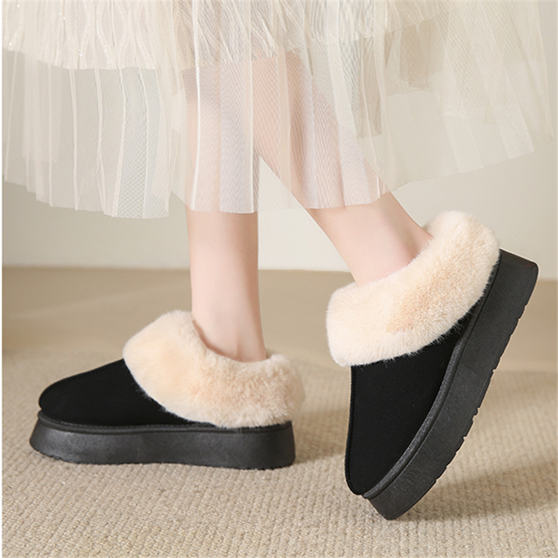 womens fluffy furry snow boots thermal plush lined platform slippers winter cozy warm ankle boots details 2