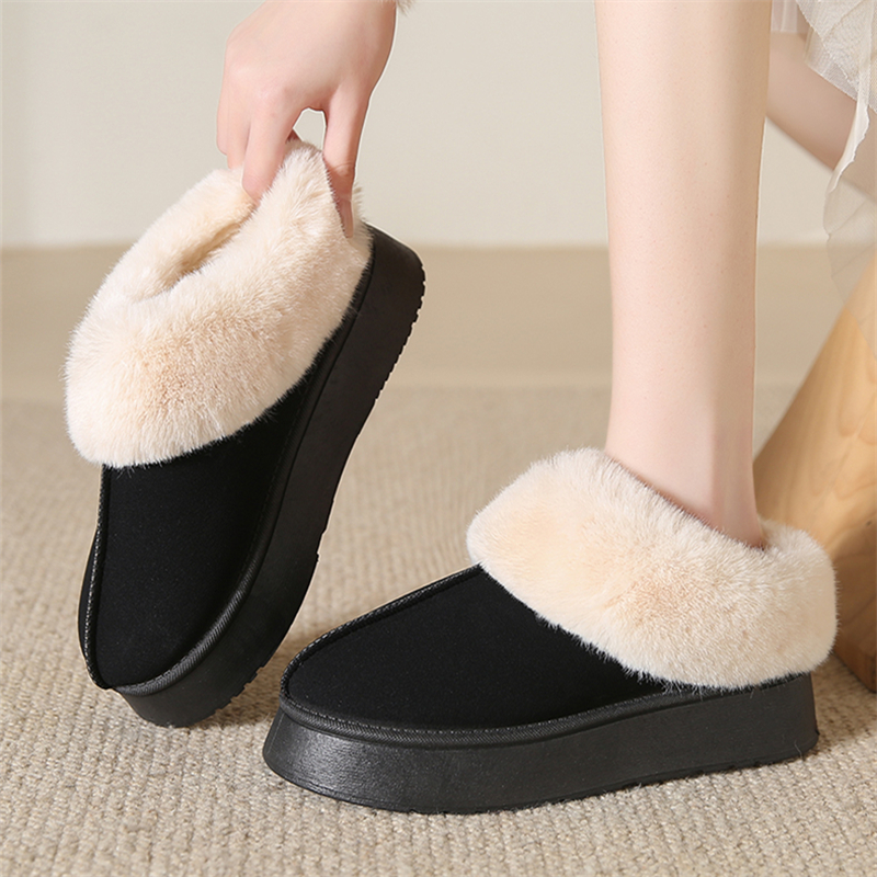 womens fluffy furry snow boots thermal plush lined platform slippers winter cozy warm ankle boots details 3