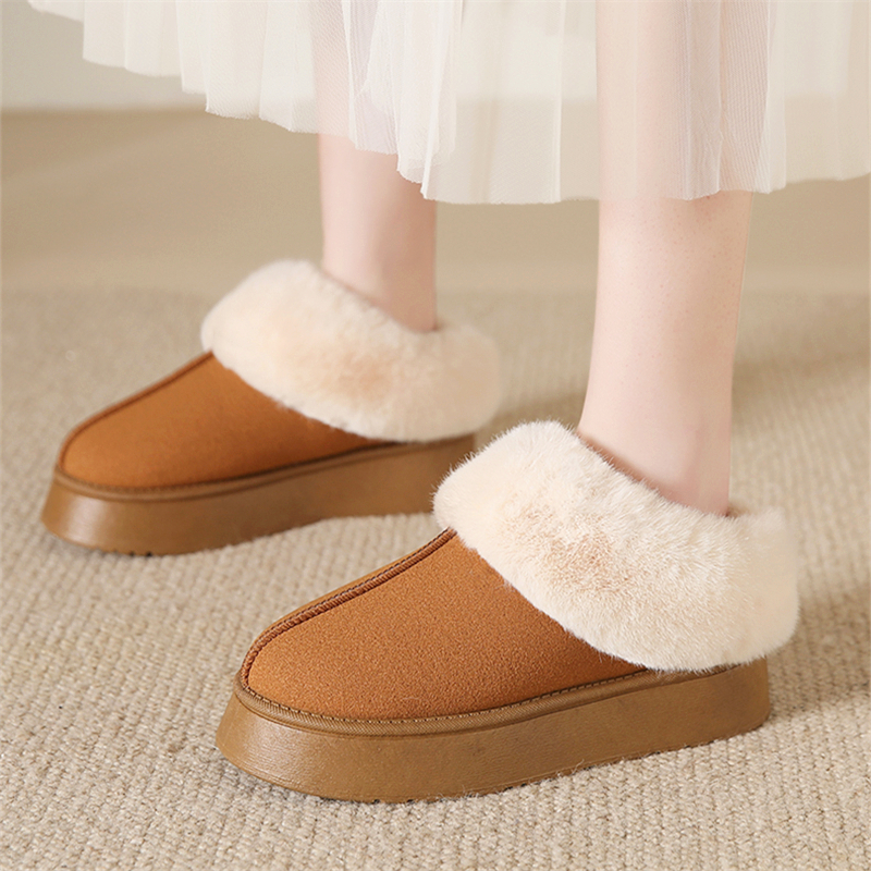 womens fluffy furry snow boots thermal plush lined platform slippers winter cozy warm ankle boots details 4