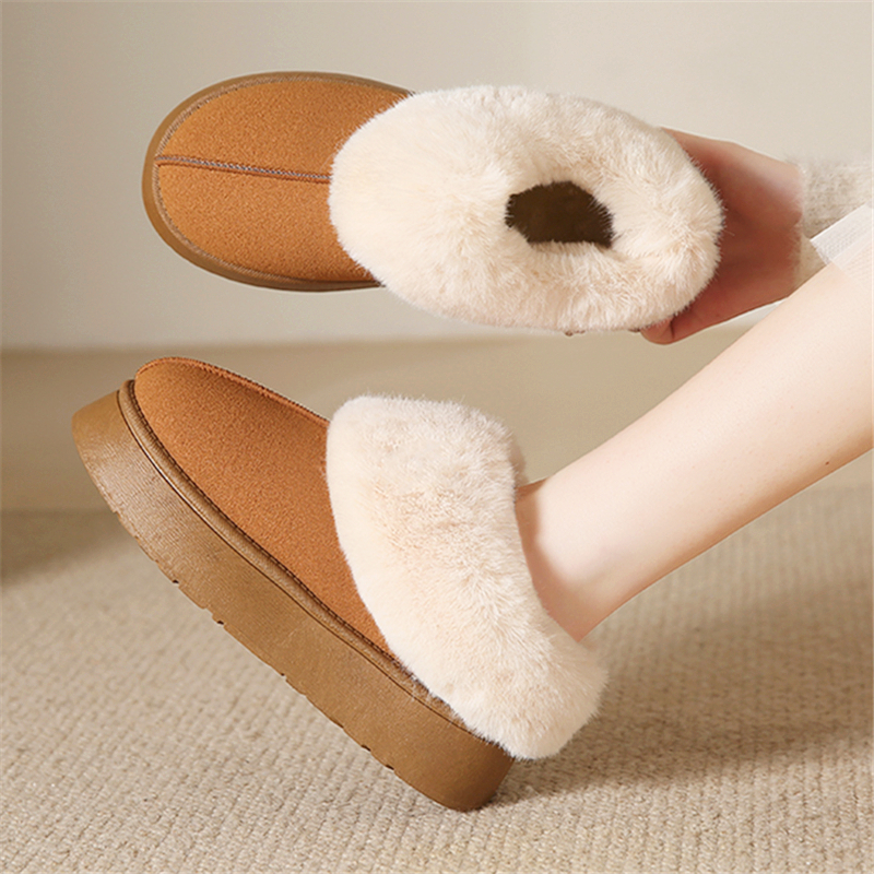 womens fluffy furry snow boots thermal plush lined platform slippers winter cozy warm ankle boots details 5