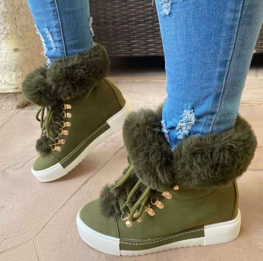 womens platform fleece liner ankle boots thermal solid color lace up faux leather shoes womens footwear details 2