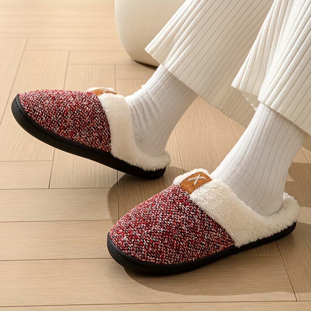 fluffy cozy house slippers anti skid slip on shoes indoor for men winter shoes details 10