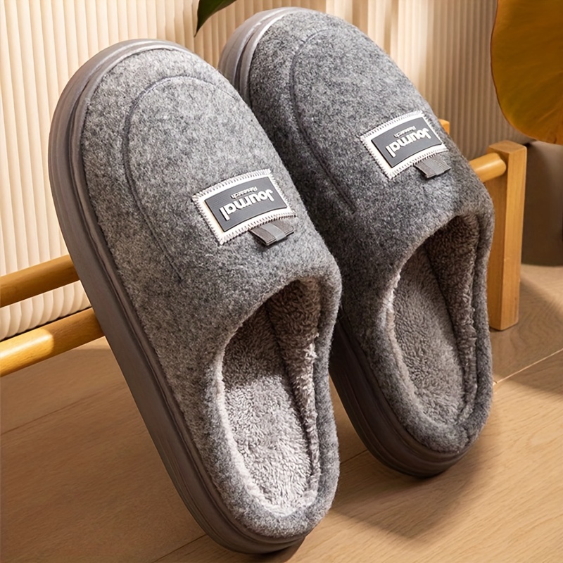 home slippers soft plush cozy memory foam house slippers anti skid slip on shoes indoor for men winter shoes details 0