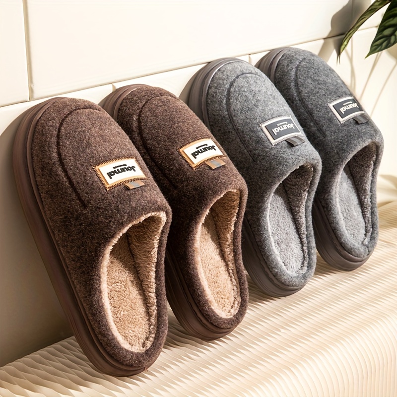 home slippers soft plush cozy memory foam house slippers anti skid slip on shoes indoor for men winter shoes details 10