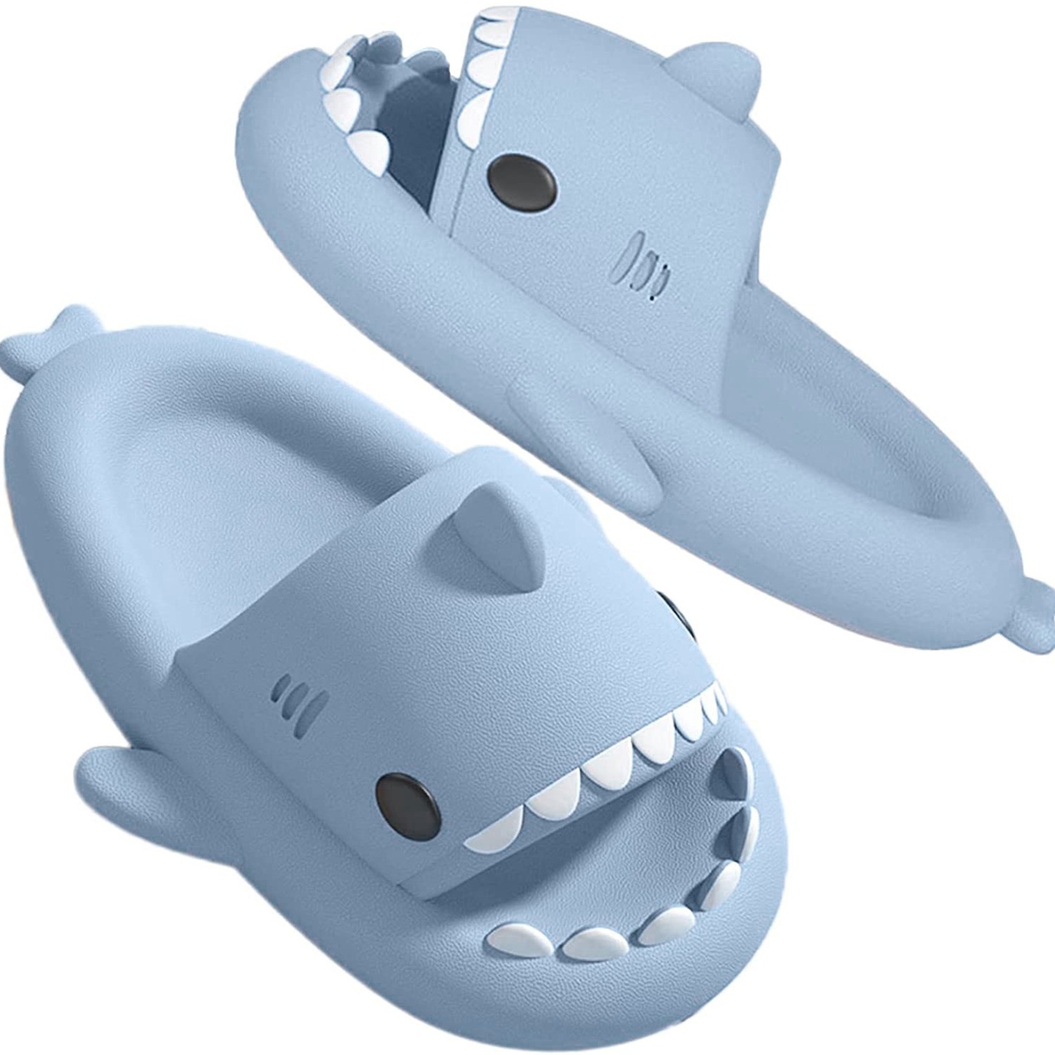 cartoon shark non slip slides slippers lightweight quick drying slides for men women slippers for indoor outdoor beach shower house shoes details 1