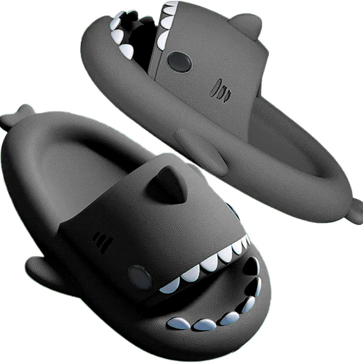 cartoon shark non slip slides slippers lightweight quick drying slides for men women slippers for indoor outdoor beach shower house shoes details 2