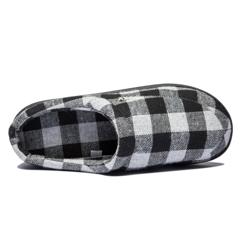 mens plaid warm cozy plush comfy non slip home shoes winter details 4