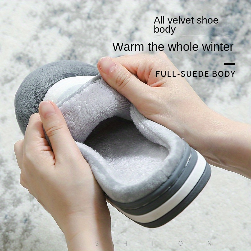 color block cozy house slippers anti skid slip on shoes indoor for men winter shoes details 5