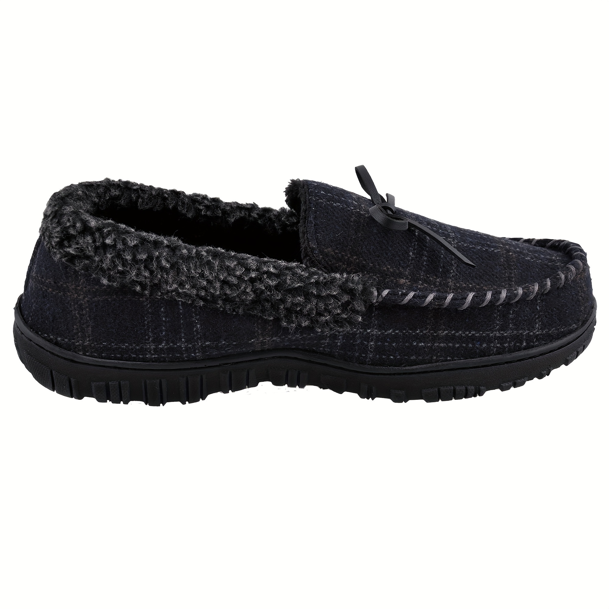 mens casual moccasin loafer slippers breathable lightweight slip on shoes with fuzzy lining for indoor walking details 3