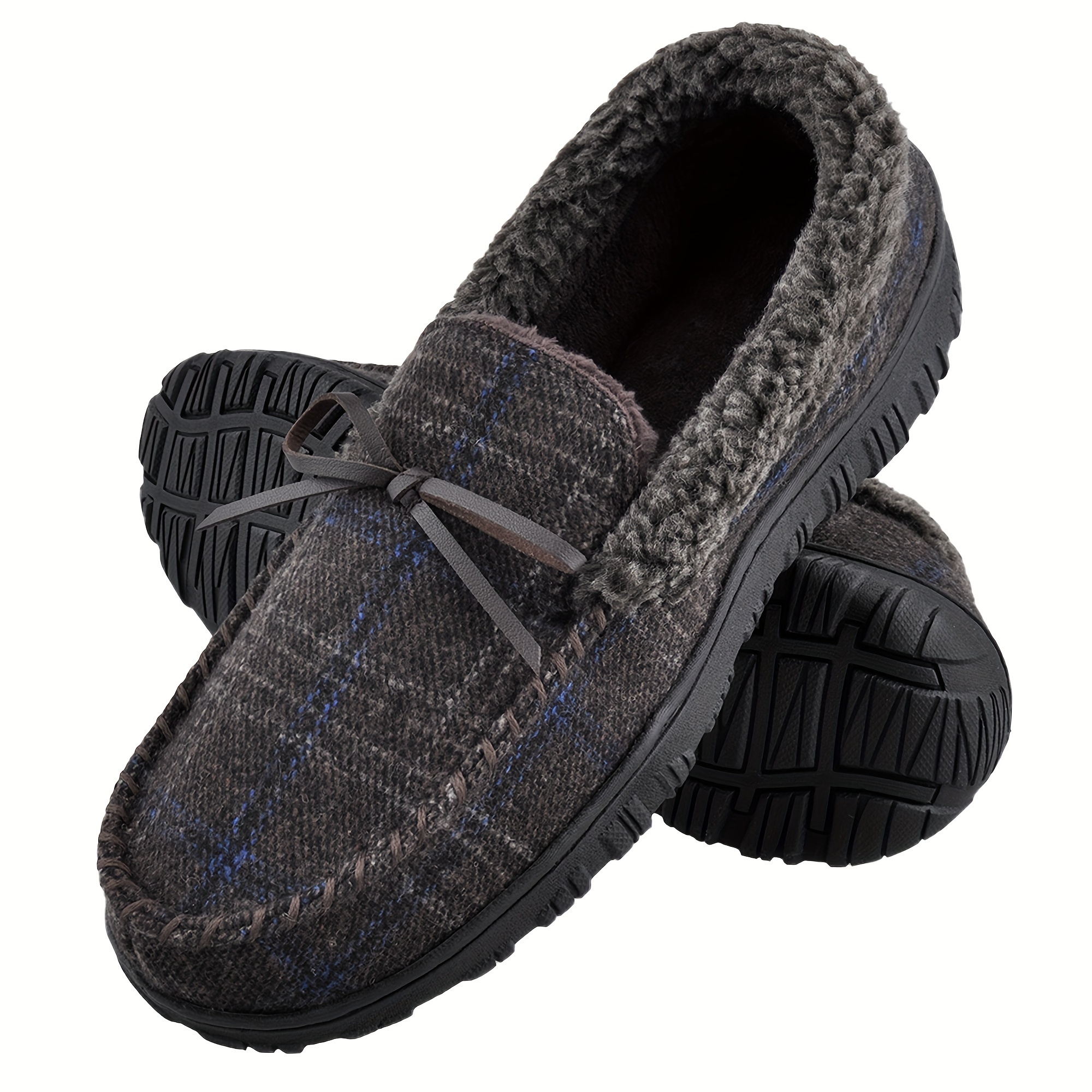 mens casual moccasin loafer slippers breathable lightweight slip on shoes with fuzzy lining for indoor walking details 5