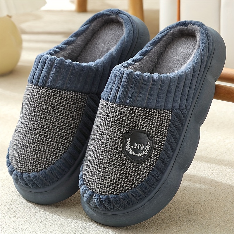 big size mens soft plush cozy house slippers lightweight breathable anti skid slip on shoes with fuzzy lining for indoor walking autumn and winter details 8