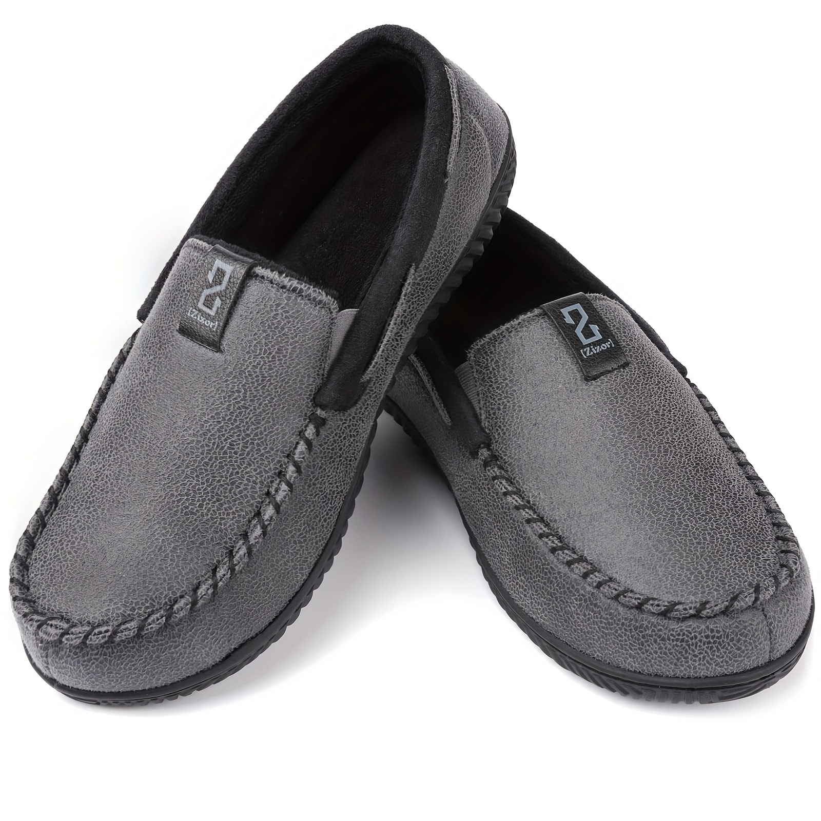 mens casual solid color no tie lightweight slip on house shoes indoor outdoor thermal rubber sole non slip closed toe slides details 4