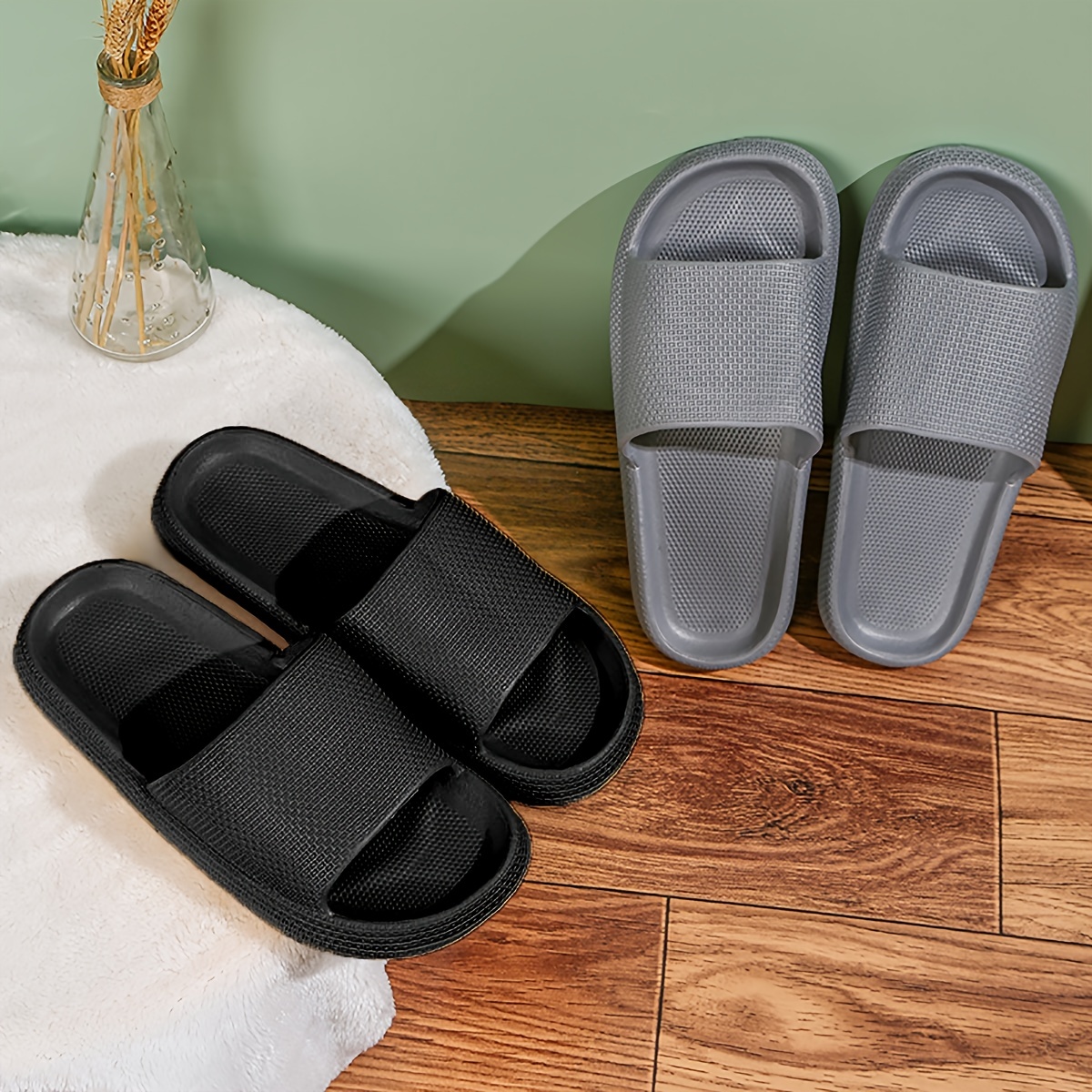 mens cloud slides slippers soft comfy lightweight non slip house shoes for indoor outdoor shower bathroom details 5