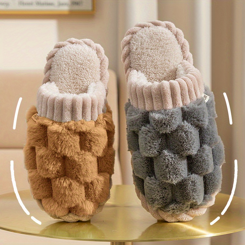 beehive like home slippers soft plush cozy house slippers anti skid slip on shoes indoor for men winter shoes details 2